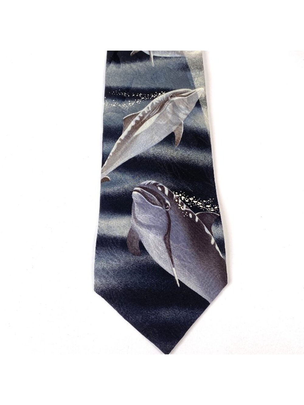 Vintage Endangered Species Family Affair Dolphin 100% Silk Tie Necktie Made USA